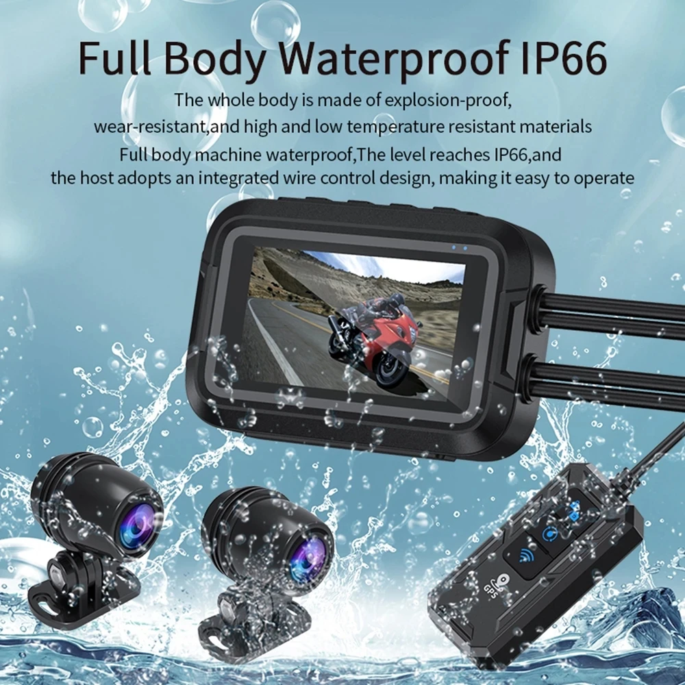 

Motorcycle Driving Recorder 150° Wide Angle High-Definition 1080P Front And Rear Dual Camera WiFi Dash Cam IP66 Waterproof