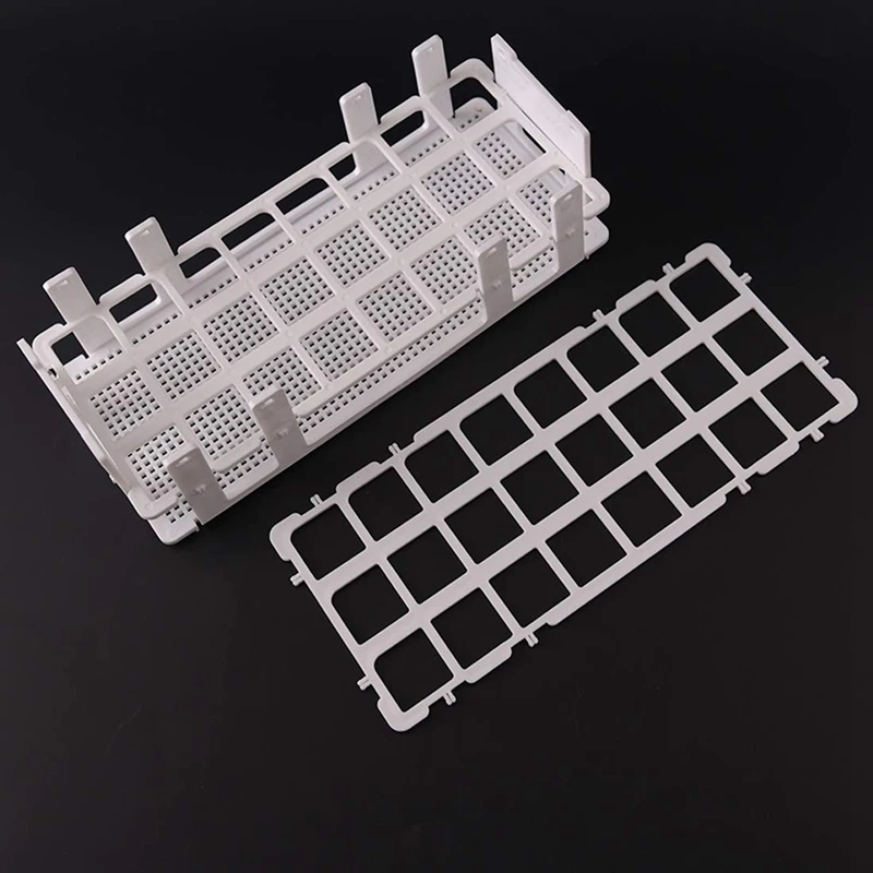 Tube à essai de laboratoire en plastique T1, support pour tubes à essai de 25mm, poignées amovibles, blanc, 24 trous, 2 pièces