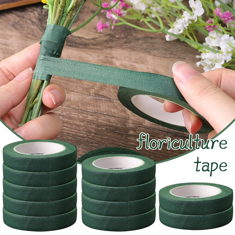 20M/Roll Floral Tape Florist Green Tapes for Artificial Flower Bouquet Stamen Wrapping 7mm Elastic Paper Home DIY Flower Decor