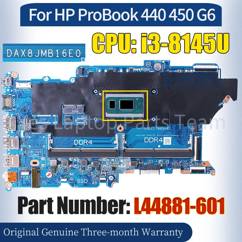 

DAX8JMB16E0 For HP ProBook 440 450 G6 Laptop Mainboard L44881-601 SRD1V i3-8145U 100％ Tested Notebook Motherboard