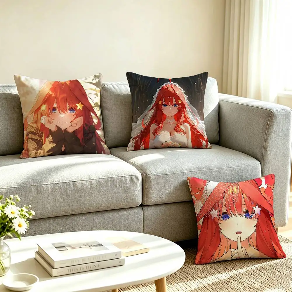 The Quintessential Quintuplets Itsuki Nakano Pillow Case Square Double-Sided Sofa Cushion Cover Bedroom Bedside Pillow