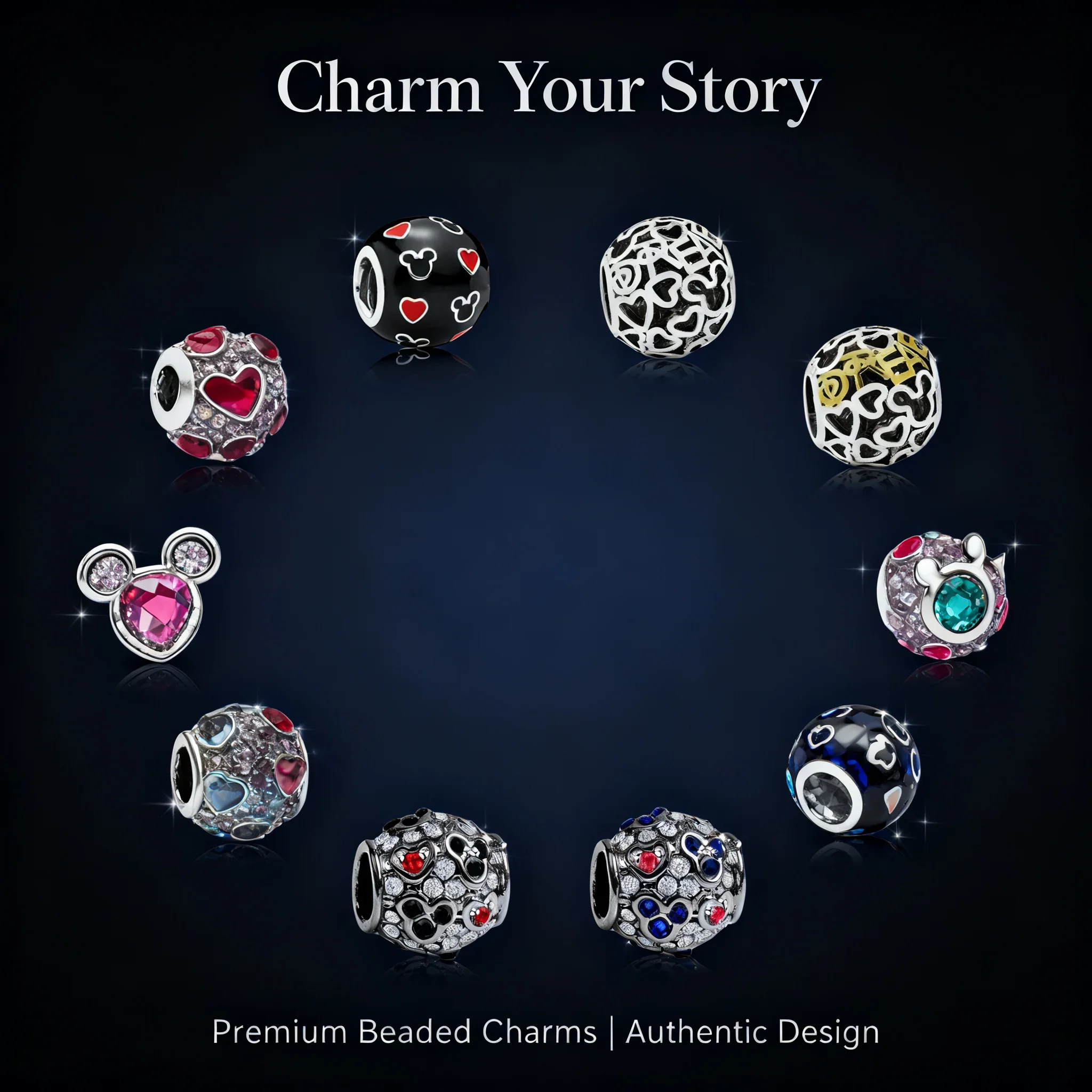 

Creative DIY Disney Heart Oil-drip Hole Beads Rhinestone Jewelry Making Supplies Factory Stock