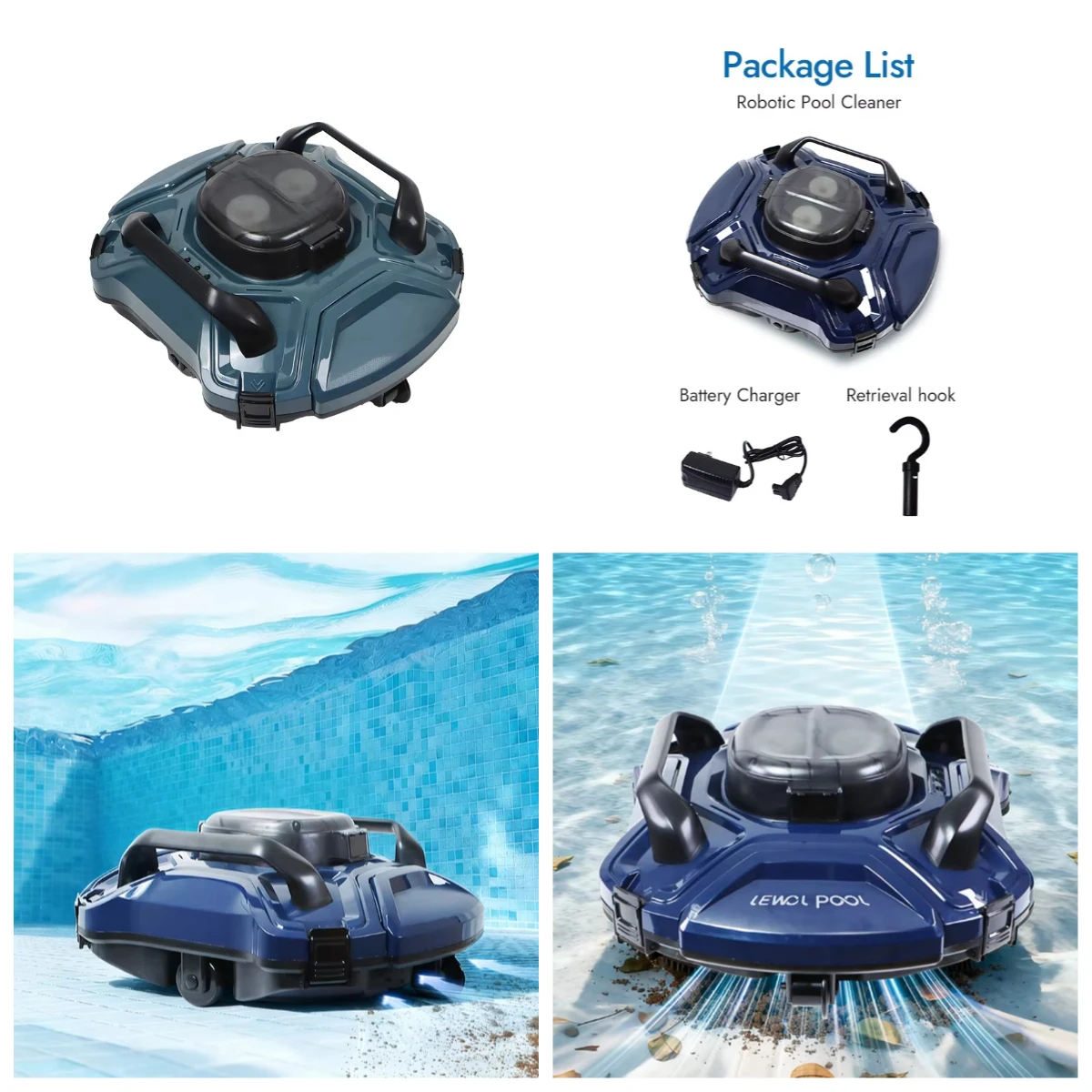 Automatic Portable Robotic Pool Cleaner Vacuum, High Efficiency for Hot Springs, Swimming Pools & Hotels