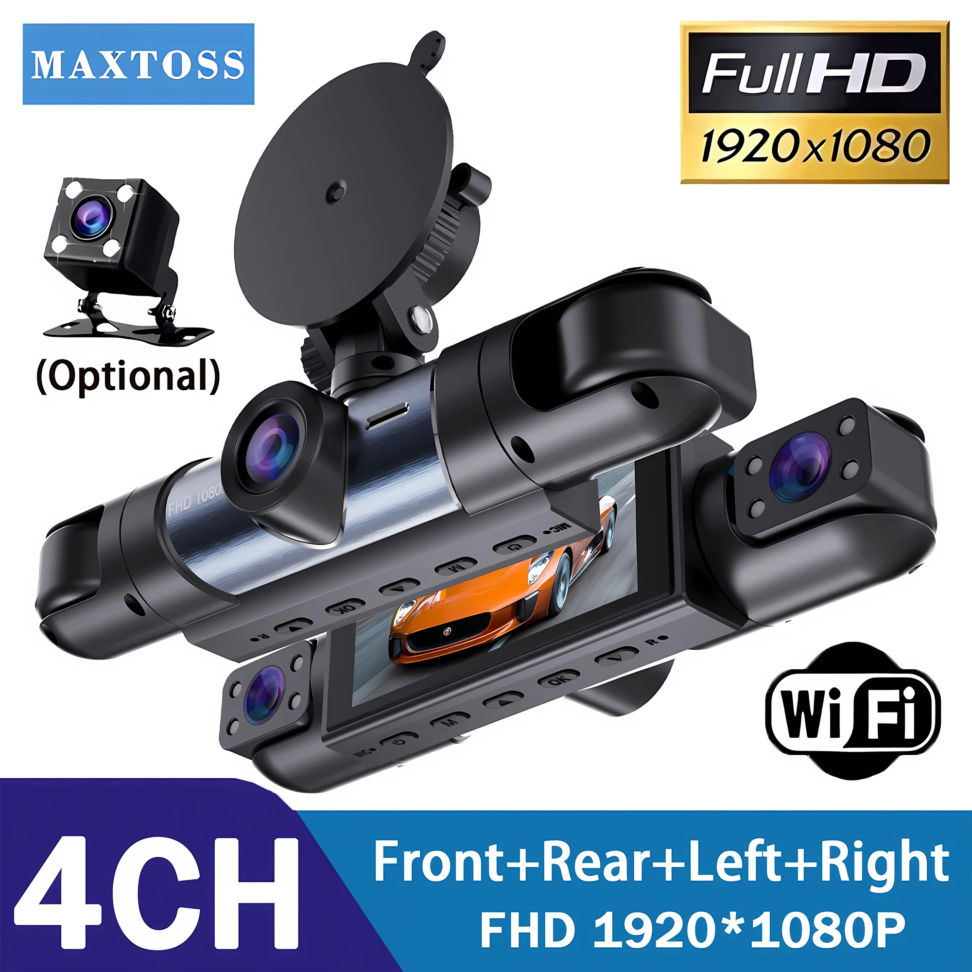 4 Channel 1080P 360 Degree Dash Cam For Cars WIFI Car DVR 4 Lens Front Cabin Camera Video Recorder Rear View Camera for Vehicle
