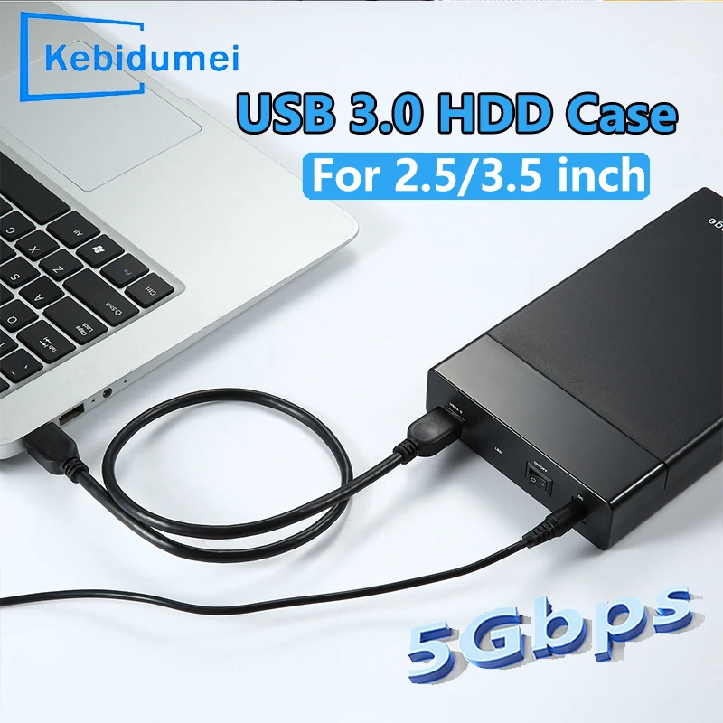 5Gbps 16TB External HDD Case 2.5/3.5 Inch SSD External Hard Drive Enclosure SATA to USB 3.0 Hard Disk Case Adapter for PC Laptop