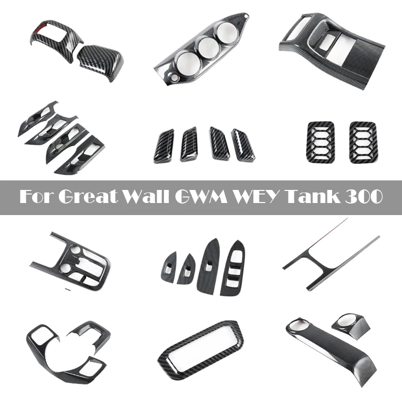 

For Great Wall GWM WEY Tank 300 2021-2024 Central Control Cover Gear Shift Panel Outlet Glass Switch Steering Wheel Frame Trim