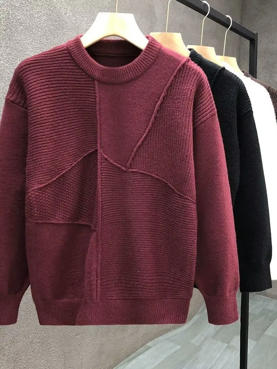 

Warmth And Sle Men's round Ne Knitted Sweater Autumn Winter ential Base Layer irt Trendy Retro Japanese Select