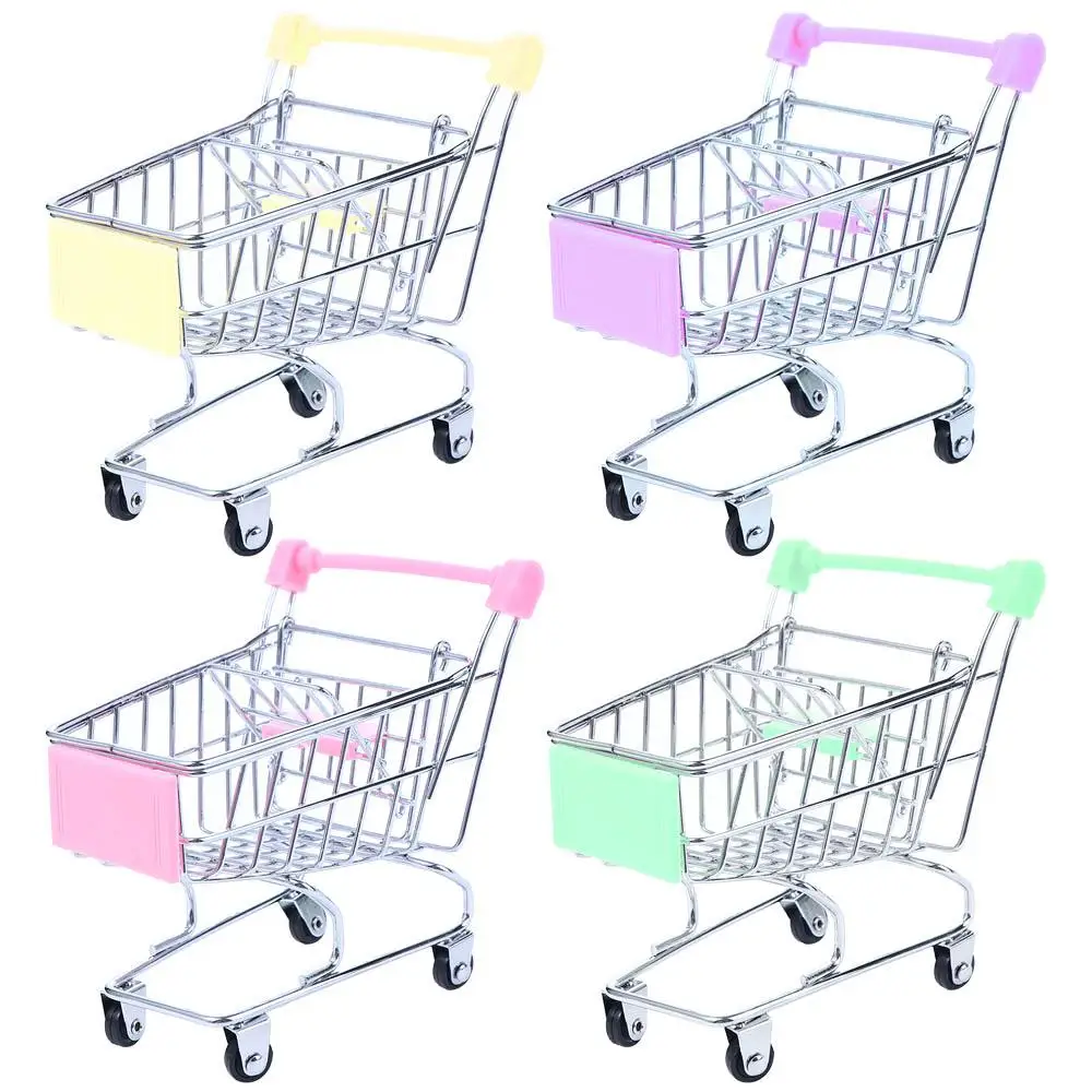 Carro de compras de juguete para jugar, muebles para casa de muñecas, carrito de mano para supermercado, cesta de compras para supermercado, accesorios para casa de muñecas