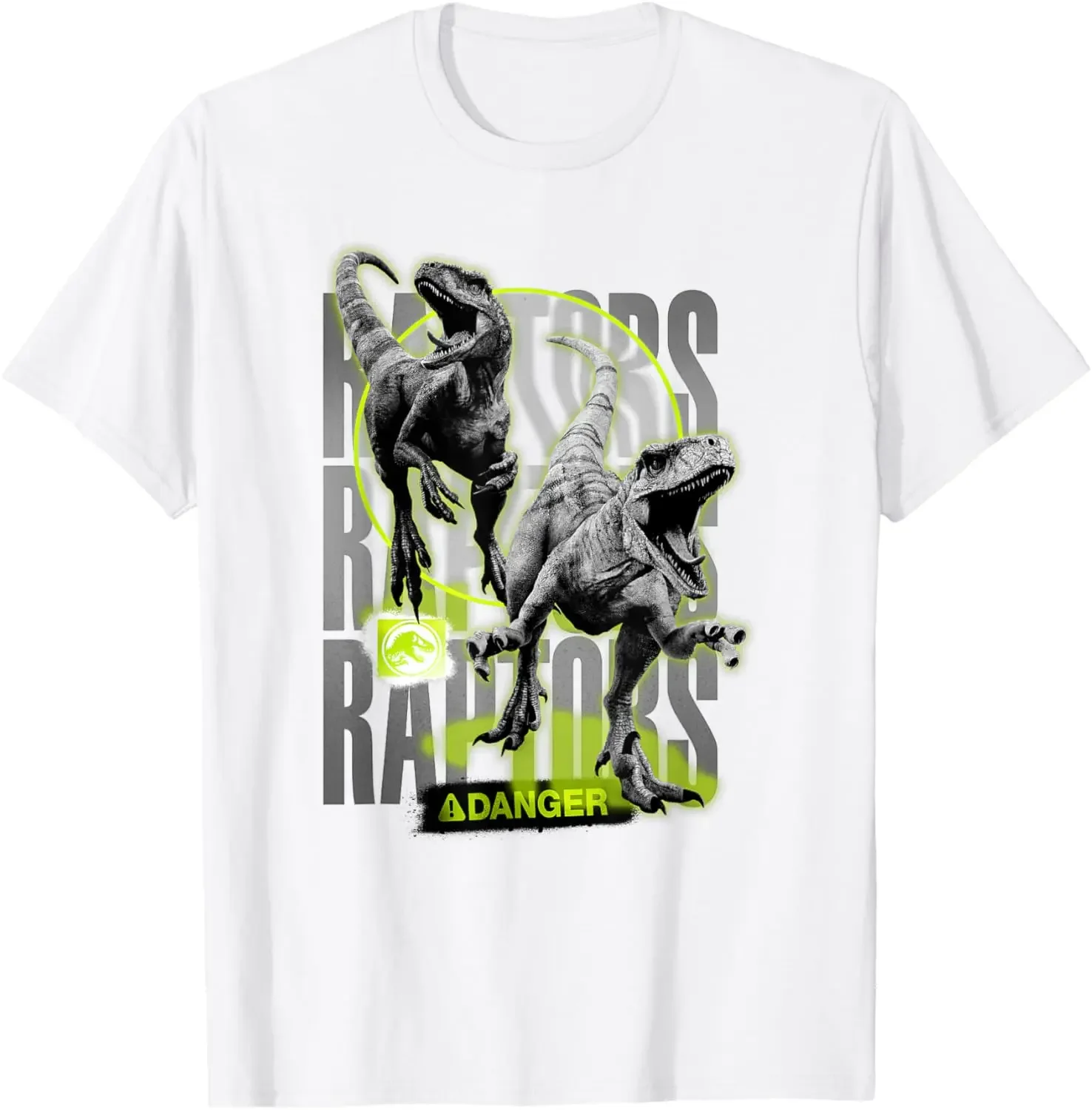 Jurassic World: Dominion Raptor Peligro Pintura en aerosol Camiseta de advertencia