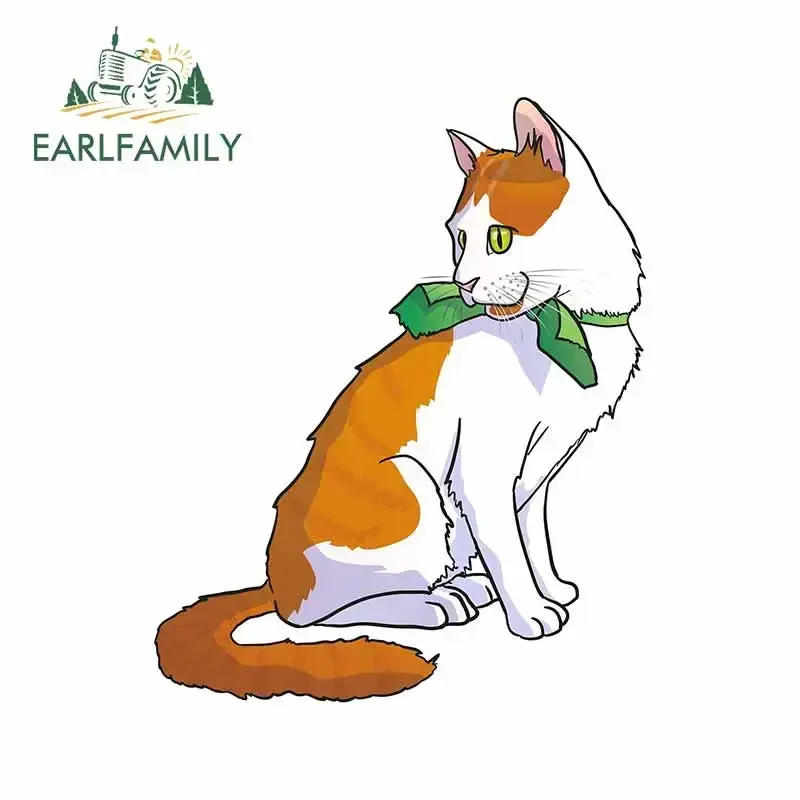 EARLFAMILY 13cm x 10.4cm for Cute Cat With Necklace Decal Windows Scratch-Proof Car Stickers Refrigerator VAN Car Accessories