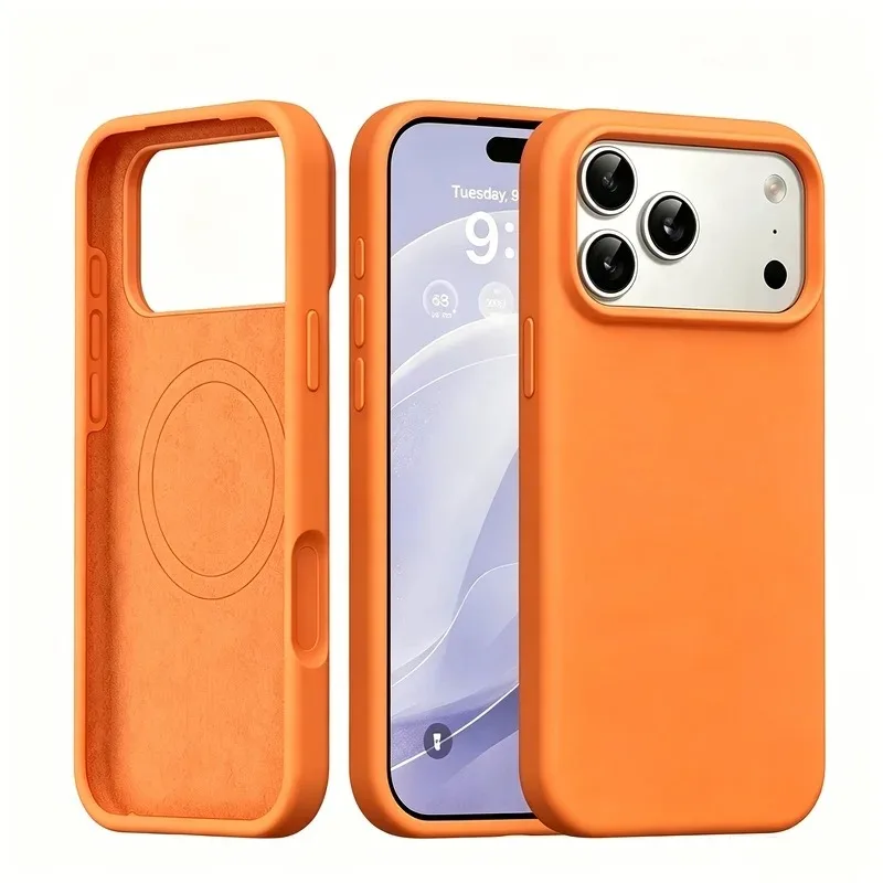 Coque en silicone liquide magnétique pour iPhone 18 17 Pro 17 Pro Max 16 15 14, compatible avec Magsafe, grand trou pour appareil photo, protection antichoc