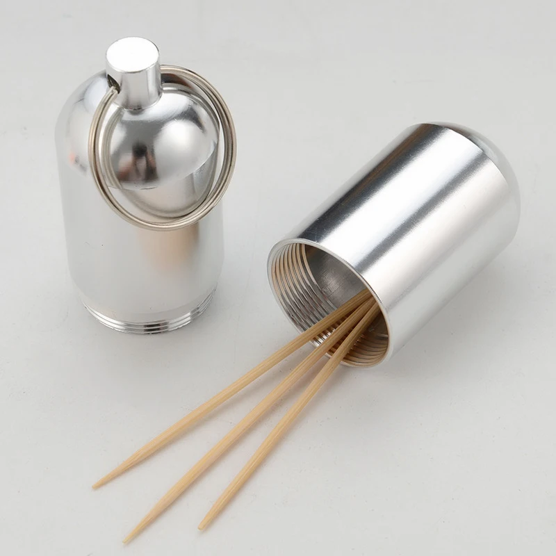 Camping Container Health Care Portable Storage Solution Waterproof Aluminum Toothpick Box Travel Keychain Pill Box