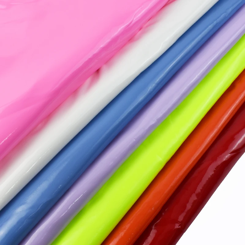 Meetee 50/100*145cm Color Glossy PU Leather Fabric Elastic Mirror Sewing Fabrics Sexy Dress Soft Delicate Cloth DIY Accessories