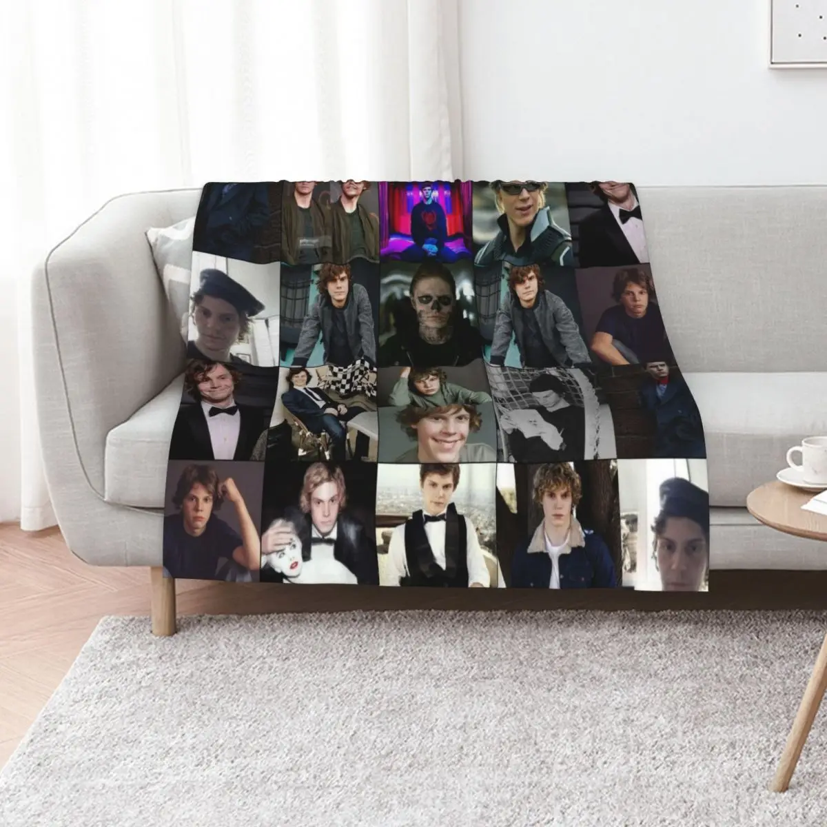 Evan Peters Photo Collage Art Throw Blanket blankets ands For Sofa Thin Retros Fashion Sofas Beach Blankets For Baby Blankets