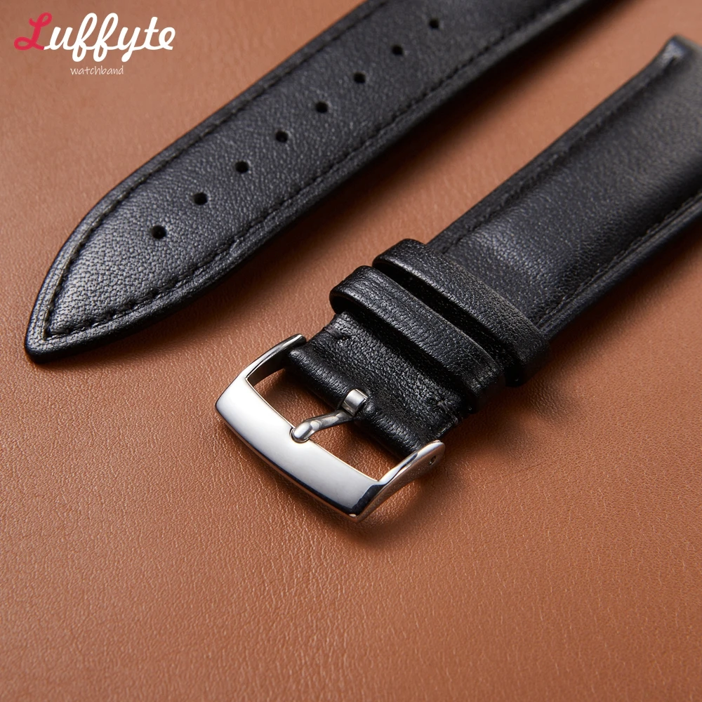 Soft Genuine Calf Leather Strap 18mm 20mm 22mm Universal Men Women Watch Accessories Business Watchband