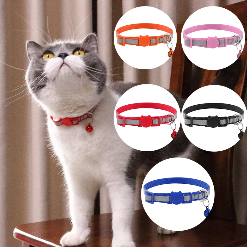 

Stylish Color-blocking Nylon Cat Collar Personalized Soft Adjustable Anti-lost Puppy Collar with Detachable Bell Pet Accessories