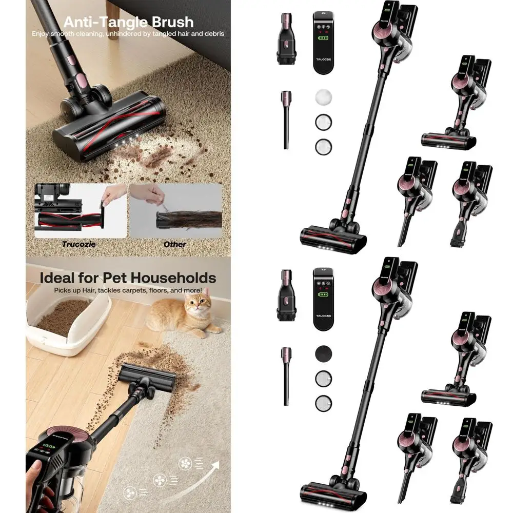 

40kPa 45-Minute 8-in-1 Lightweight Stick Vacuum Cleaner for Home, Ideal for Hard Floors, Carpets, Pet Hair, and Tile