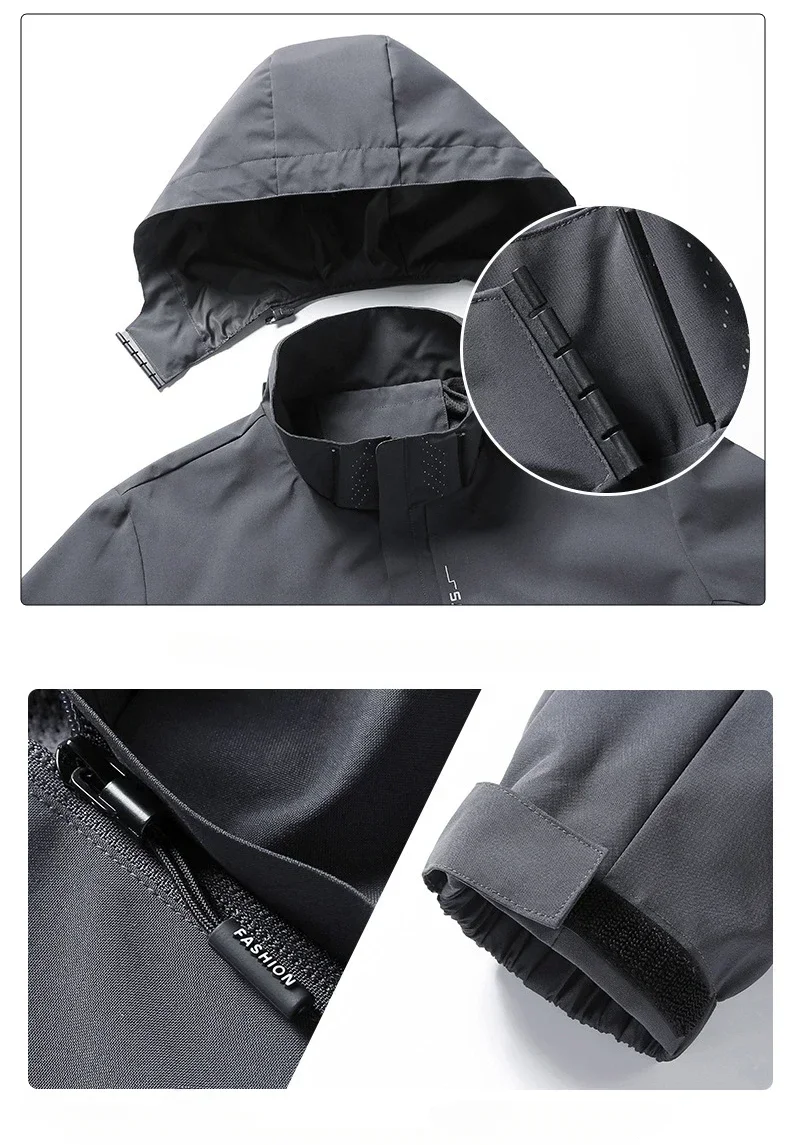 Herbst Frühling Frauen Outdoor Jacke Windjacke Wasserdicht Mit Kapuze Zipper Wandern Klettern Camping Casual Outwear Unisex Stil – Detail 6