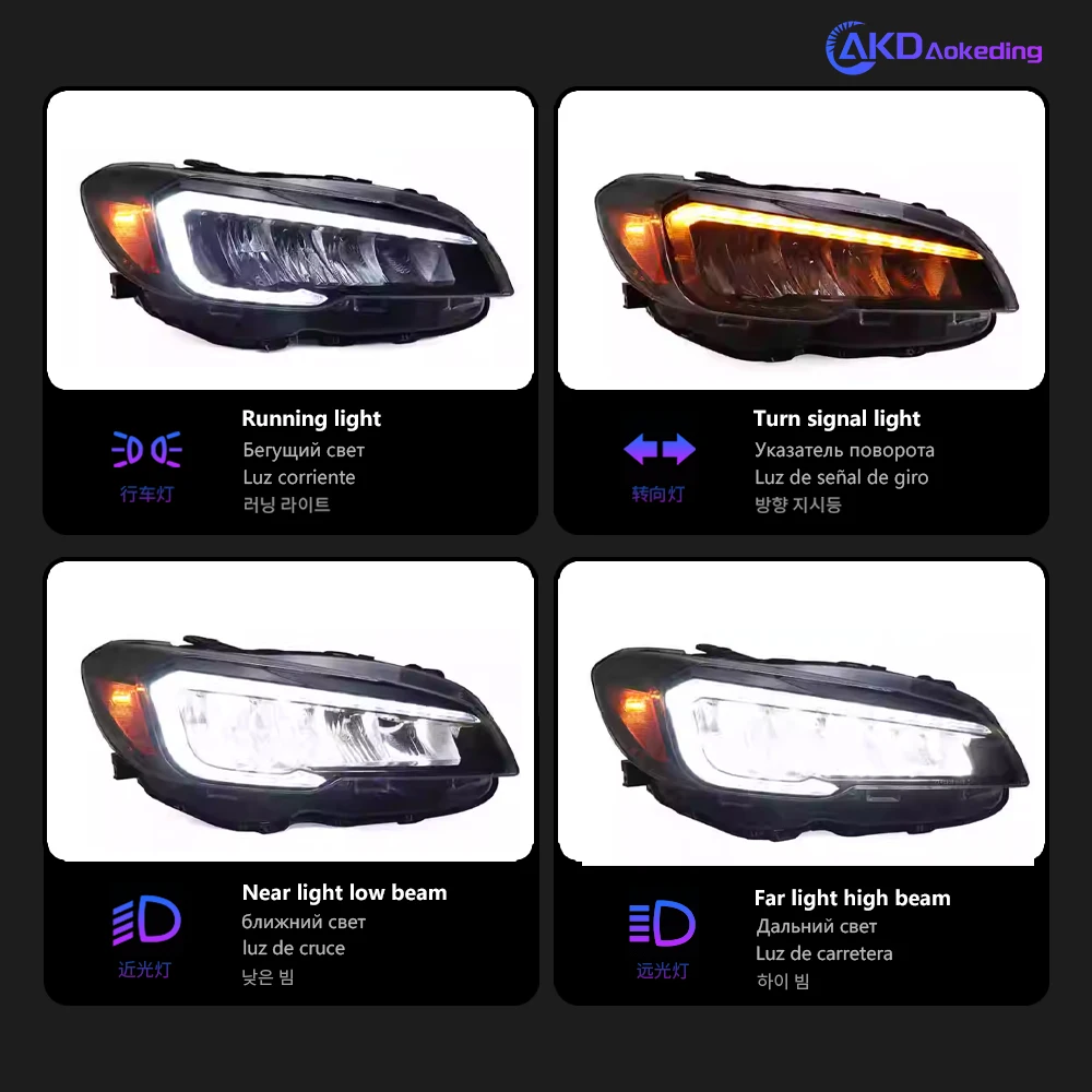 

Автомобильные фары для Subaru Impreza WRX, светодиодные фары 2015-2021 WRX, лампа Drl, линза проектора, автомобильные аксессуары