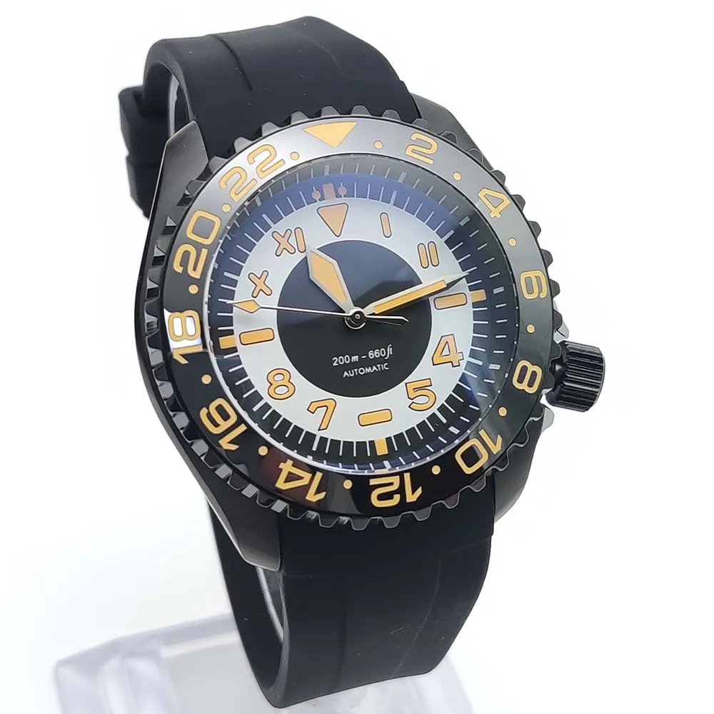 New 41MM Ceramic Bezel Men\'s Mechanical Watch Waterproof Sapphire Glass Automatic Watch NH35 Black PVD Stainless Steel Watch