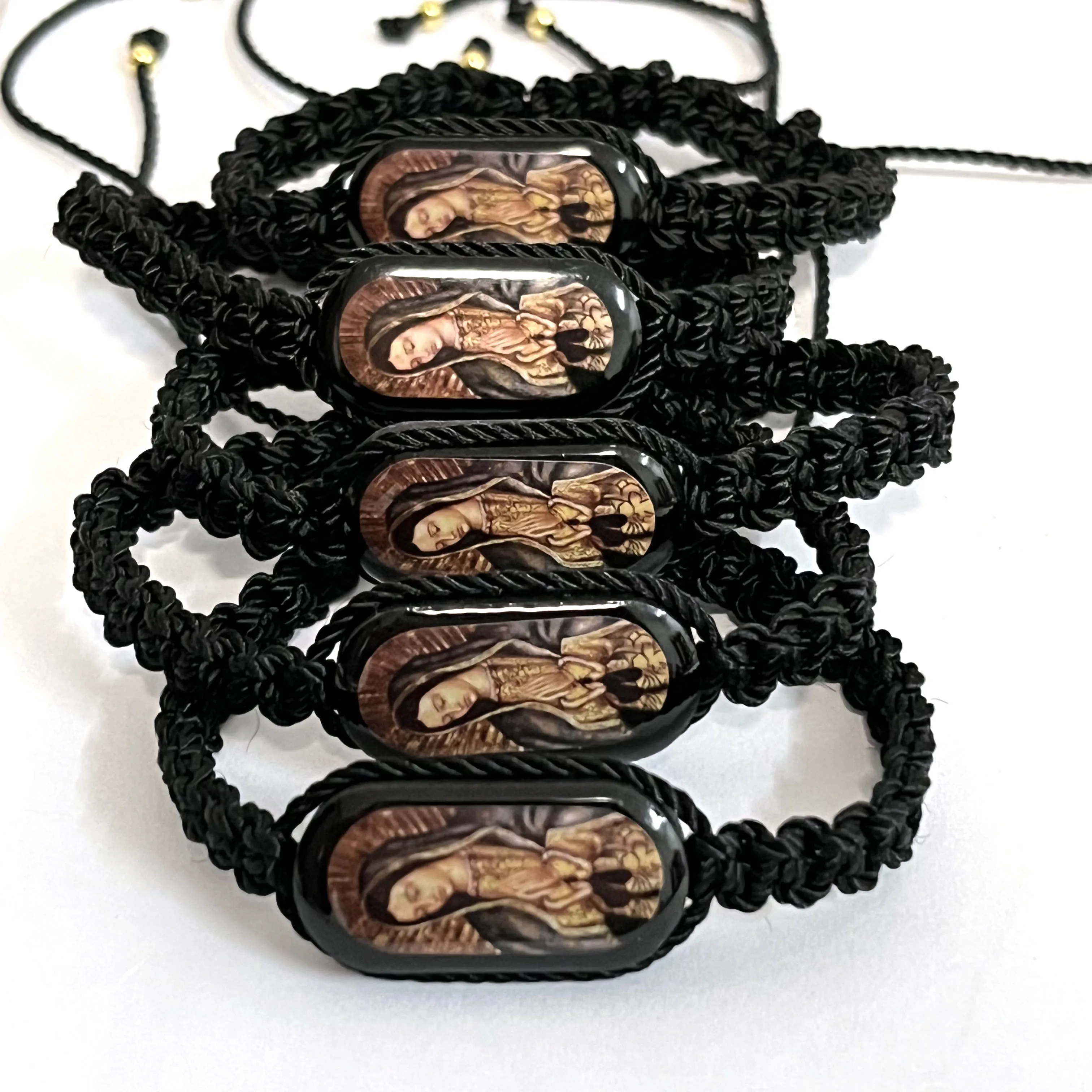 12 Pcs String Bracelet Green Holy Father Bracelets Adjustable Hademade Anklet Prayer Bracelet Gift for Father and Mom
