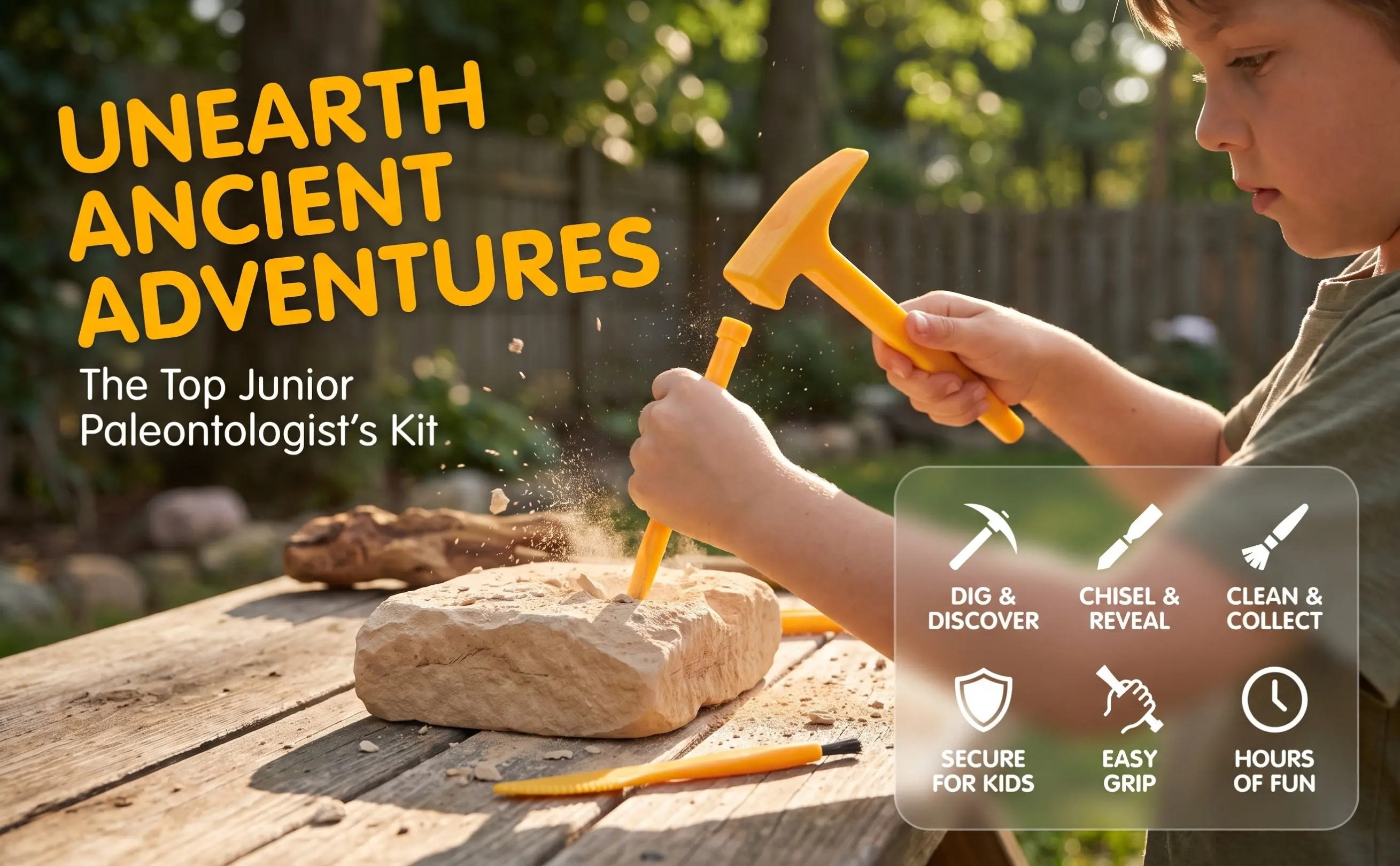 1Set Dinosaur Excavation Tools Kit for Kids Digging Hammer Cleaning Cutting Tools Safe Ergonomic Bright Color Archaeological Dig