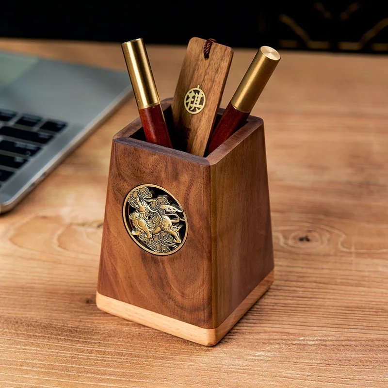 CX solid wood pen holder office desktop storage ornament Teachers' Day merchandise gifts