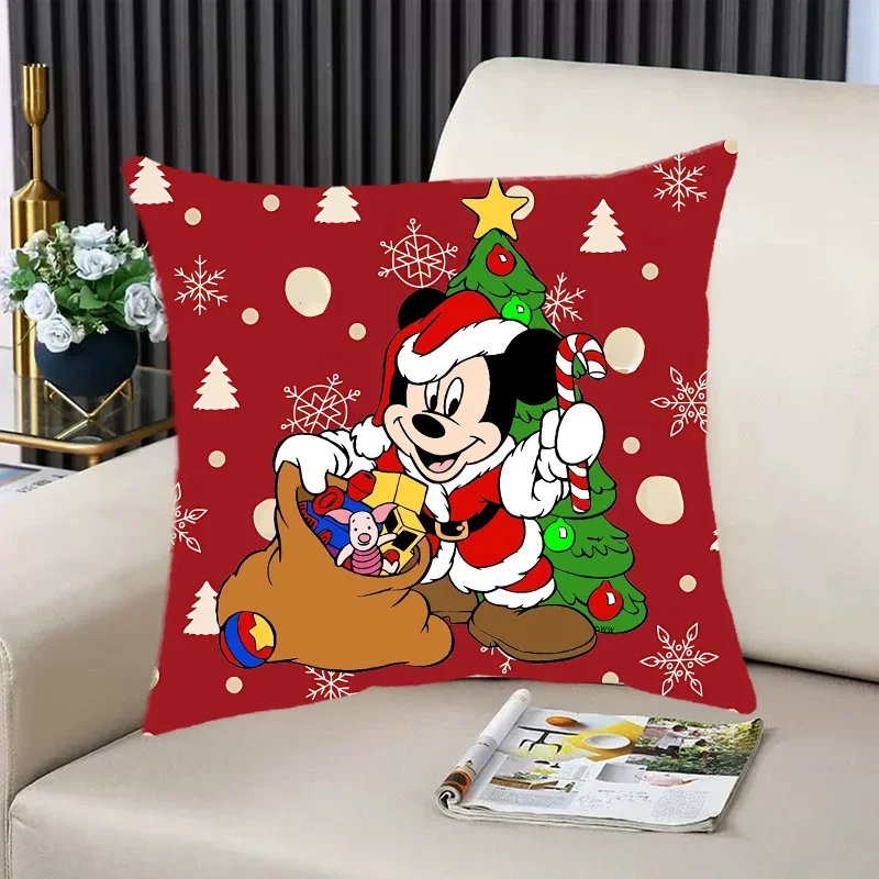 Kawaii Mickey Minnie Christmas Pillow Cases Cartoon Anime Pillow Covers Pillow Cases Christmas Bedroom Room Home Decoration Gift