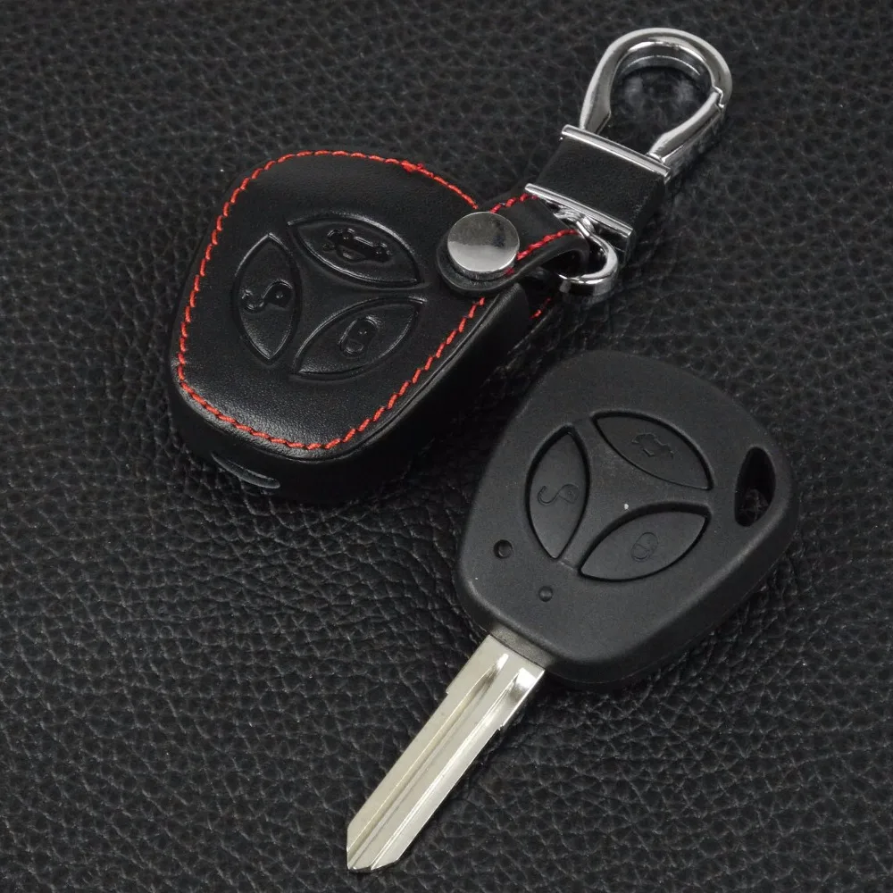 jingyuqin Remote 3 Buttons Leather Car Key Bag Case Cover For Lada Priora Sedan Sport Kalina Granta Vesta X-Ray XRay