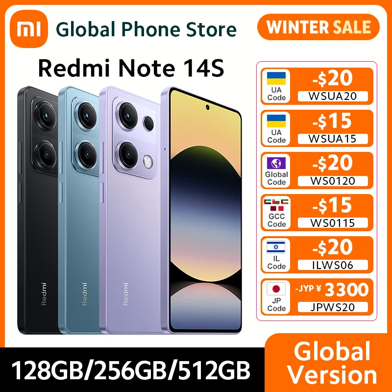 Глобальная версия, новый смартфон Xiaomi Redmi Note 14S, 5000 мАч, 120 Гц, 6,67 дюйма, AMOLED-дисплей MTK Helio G99, 200 МП, 67 Вт, Hyper Charge