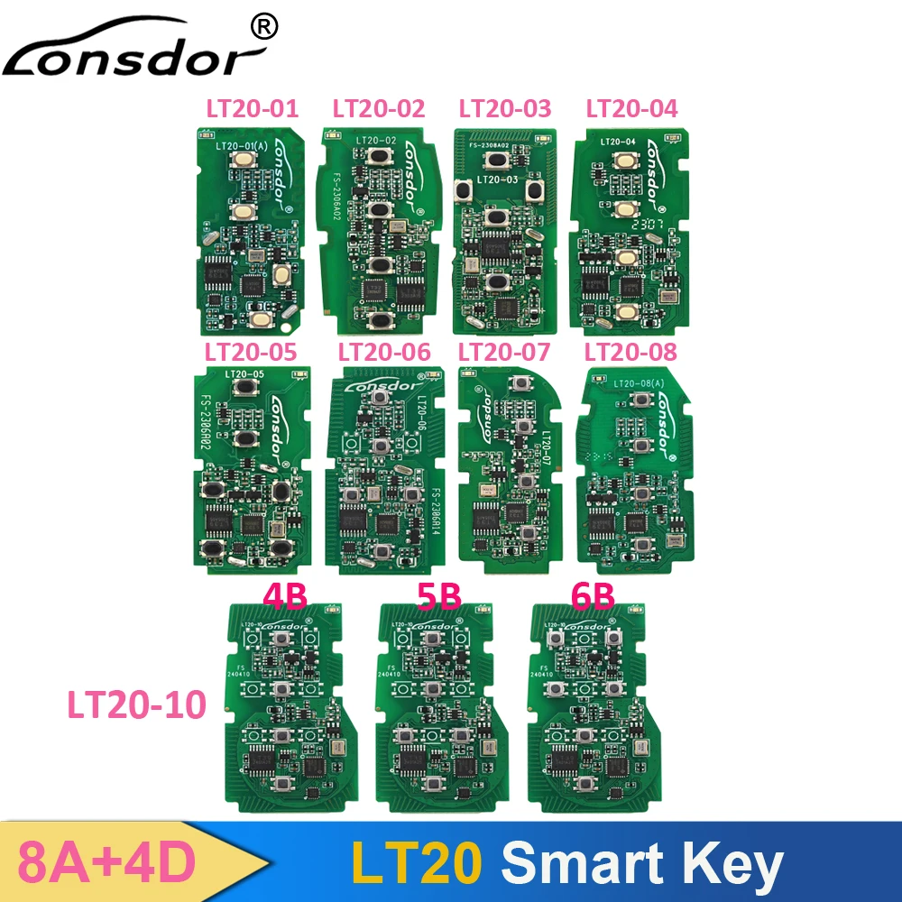 Lonsdor LT20 Smart Key LT20-01 LT20-02 LT20-03 LT20-04 LT20-05 LT20-06 LT20-07 LT20-08 LT20-10 8A+4D Support K518 K518ISE KH100+