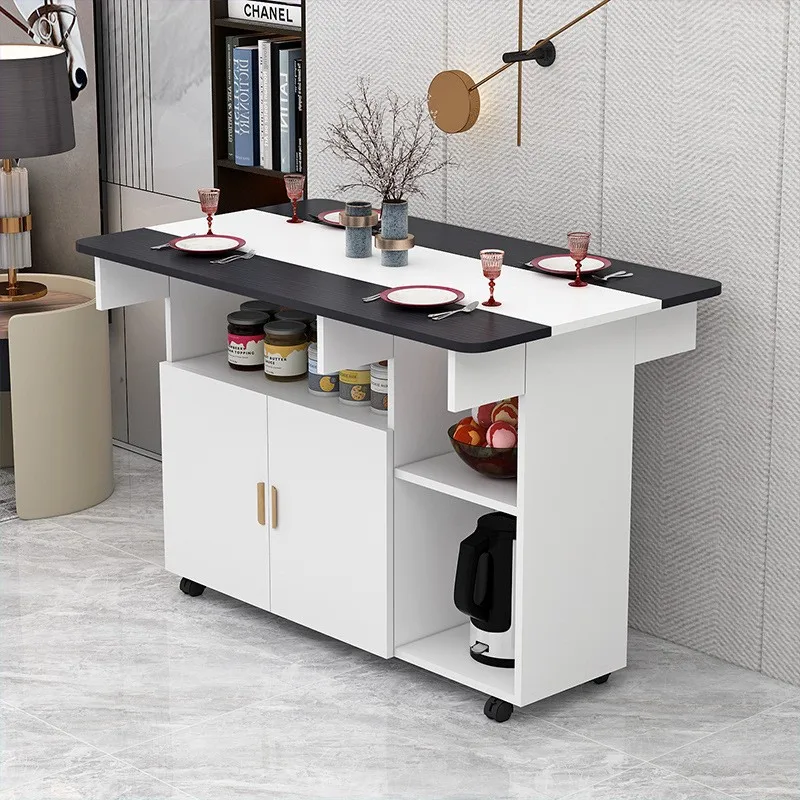 Removable dining table Folding dining table Household small apartment rectangular side cabinet Locker dining table