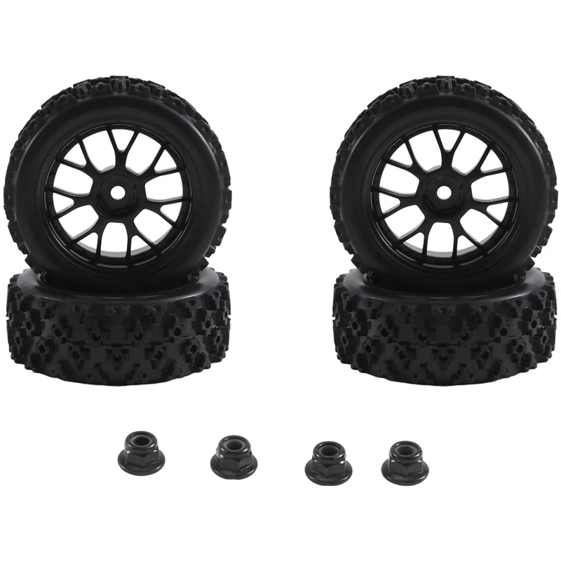 4Pcs 12Mm Hex Wheel Rims & OD 2.59Inch Rubber Tires For RC 1/10 On-Road Touring Car Replacement Accessories C