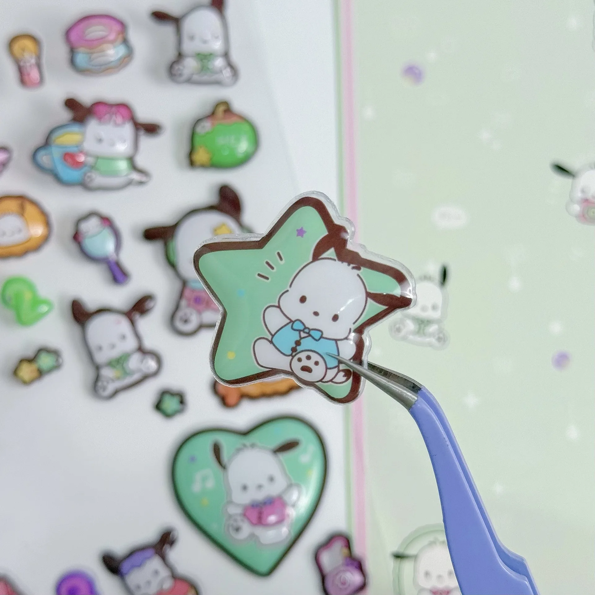 أنيمي ثلاثية الأبعاد الإغاثة Kuromi بلدي ميلودي ملصقات لطيف Diy جراب هاتف متعة شخصية كرتونية الشارات للعب الهاتف الإبداعي الديكور #6