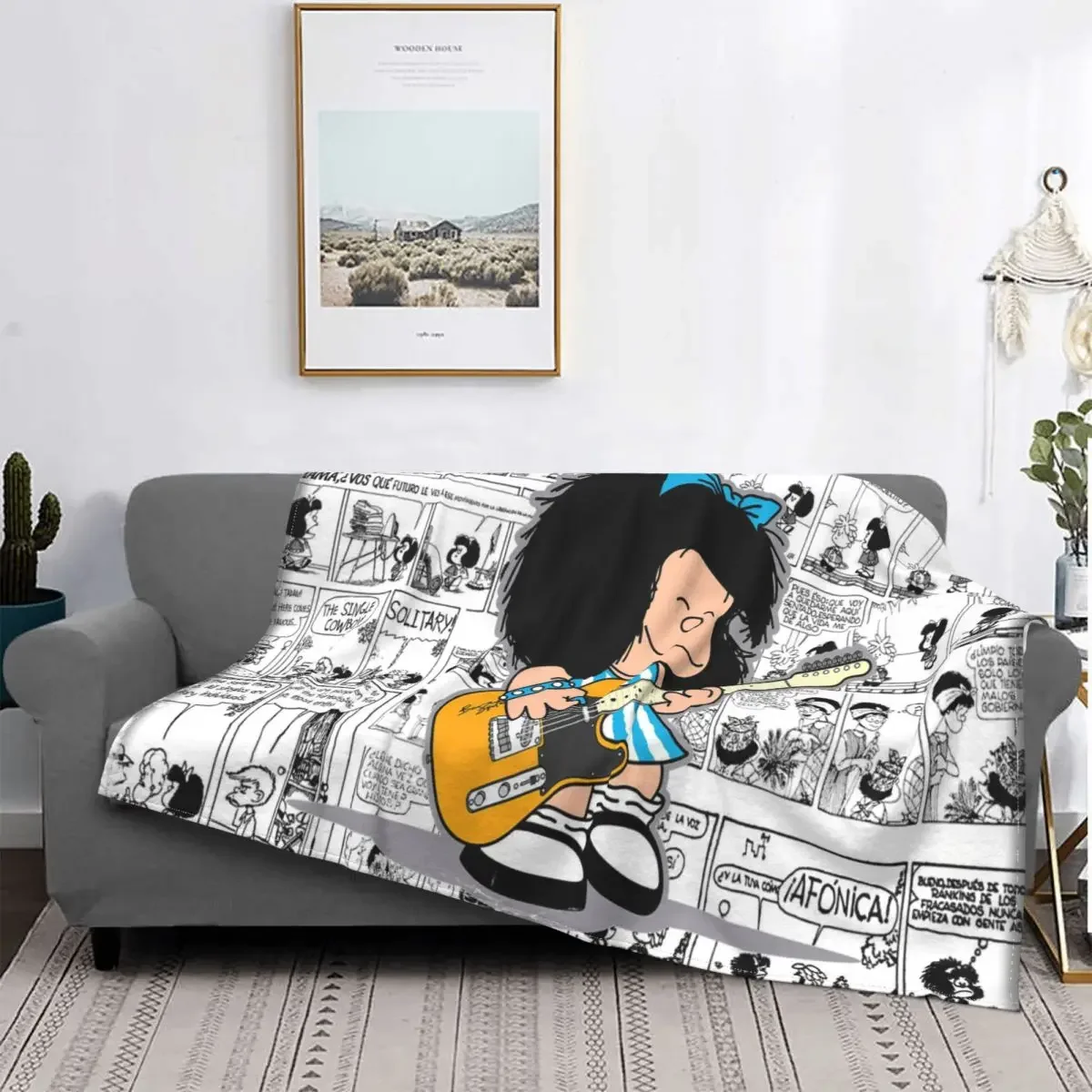 

Mafalda Anime Plaid Blankets Fleece Spring Autumn Kawaii Cartoon Multifunction Warm Throw Blankets for Home Couch Rug Piece