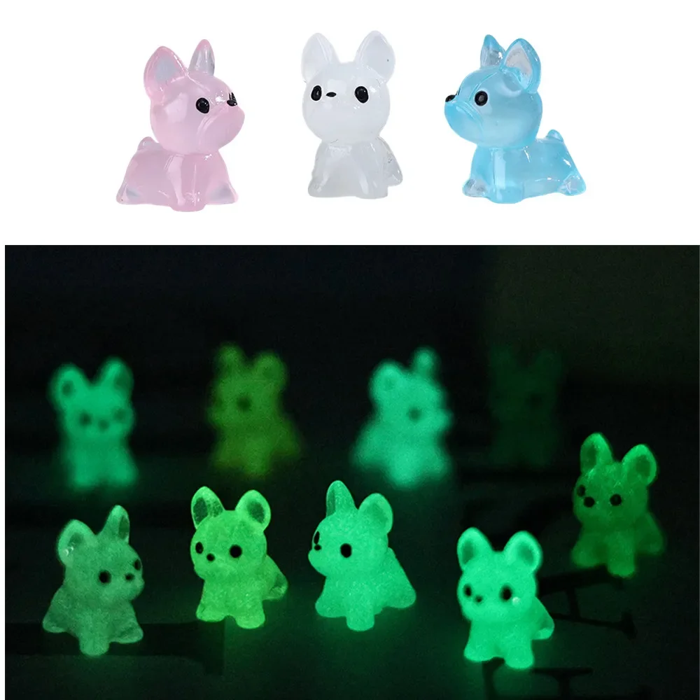 50PCS Luminous  Mini French Bulldogs Home Decor Miniature Bulldog Fairy Garden Decoration Dog Figurine The Dollhouse Accessories