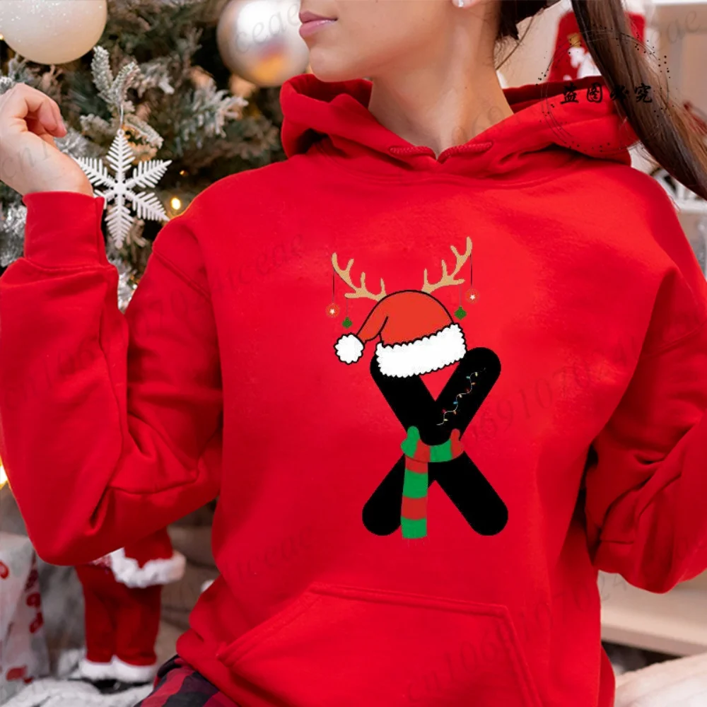 

Hoodies Christmas Alphabet Women Style Sweatshirts Vintage Harajuku Hoody Sweatshirt Hip Hop Streetwear Y2k Aesthetic Sportwear