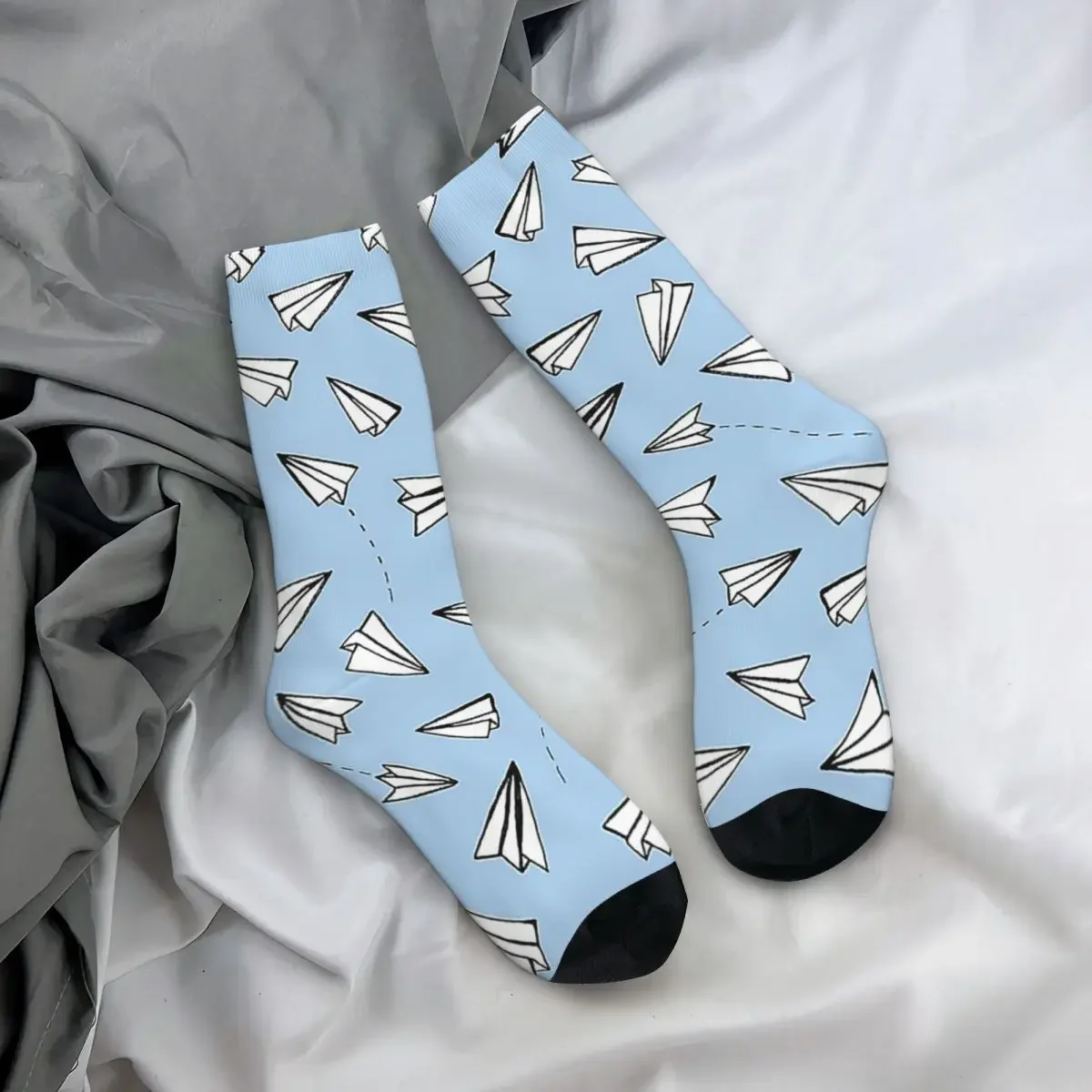 Calcetines azules de papel para hombre y mujer, medias largas de alta calidad, estilo Harajuku, accesorio para todas las estaciones, ideal para regalo de cumpleaños