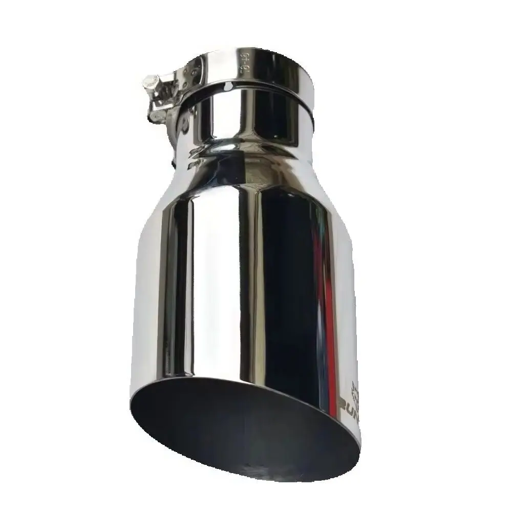 

1Pc Universal Stainless Steel 304 Shinny Flange Exhaust Pipe Muffler Tip with Slash Cut Horizontal Incision Tube for Automotive