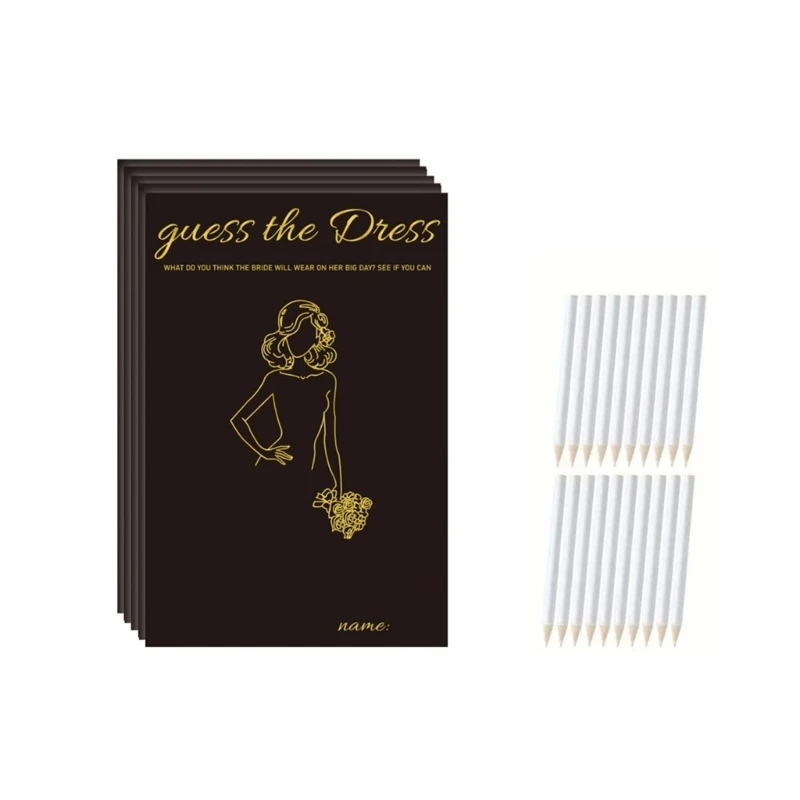 Popular Black Gold Wedding Party Game Cards White Pencils Set for Bridal Shower