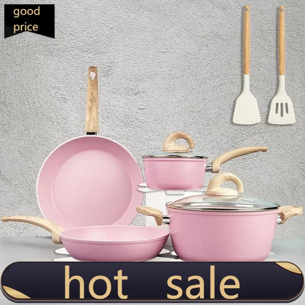 

Activity price 5Popular12-Piece Non-Stick Cookware Set with Pots, Pans, and Kitchen Tools in Pink
