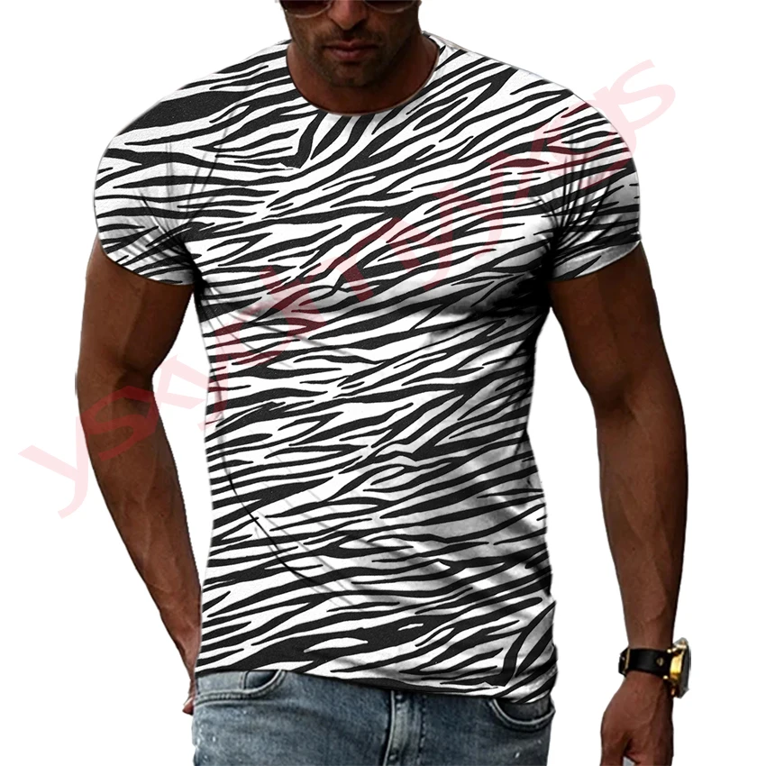 

Summer Animal Skin Lines Pattern Quick-Dry Men's T-shirt Hip Hop 3D Print Personality Neck Short Sleeve Fashion Clothes