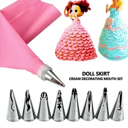 10Pcs/7pc Skirt Lace Cake Decorating Tips Tool With Cream Bag Stainless Steel Pastry Icing Piping Nozzles Confectionery DIY Bake