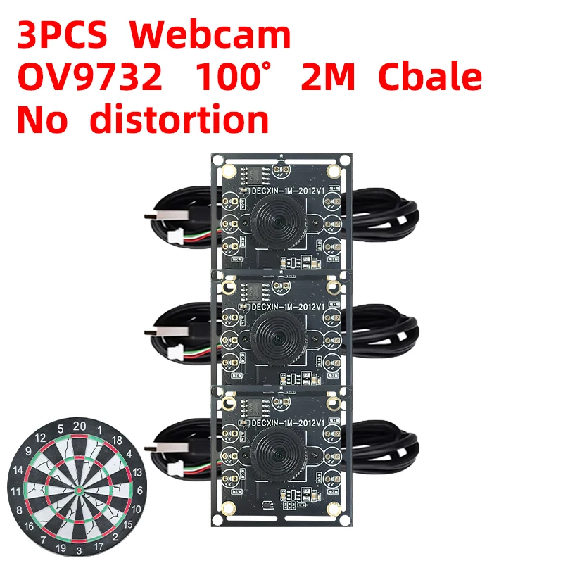Autodarts  3PCS 100 Degree Camera Module 1MP OV9732 1280x720 USB Free Driver Manual Focus, with 2 Meter Cable for WinXP/7/8/10