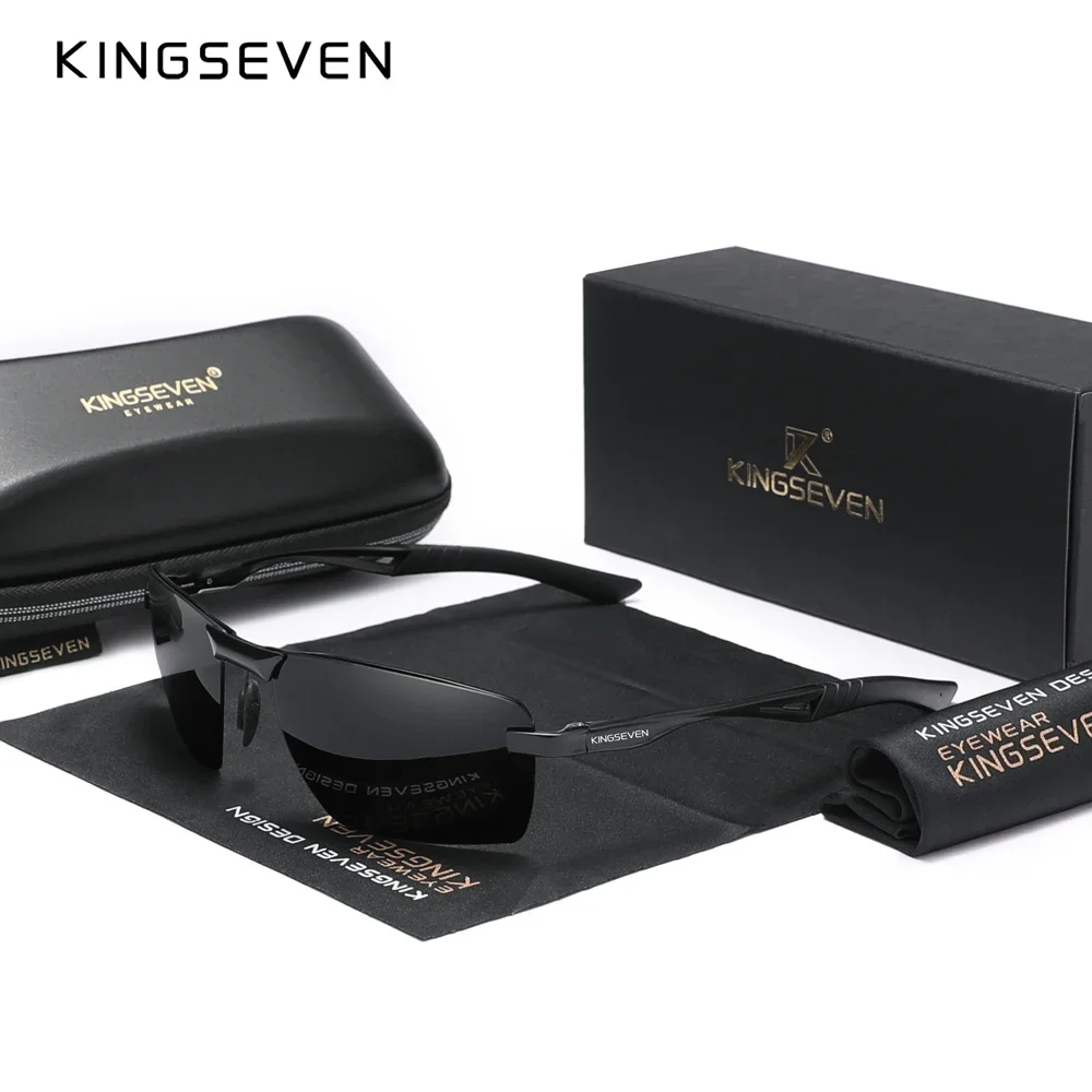 KINGSEVEN Brand Aluminum Frame UV400 Sun Glasses Men\'s Polarized Sunglasses Male Eyewear Fishing Driving Glasses Fishing