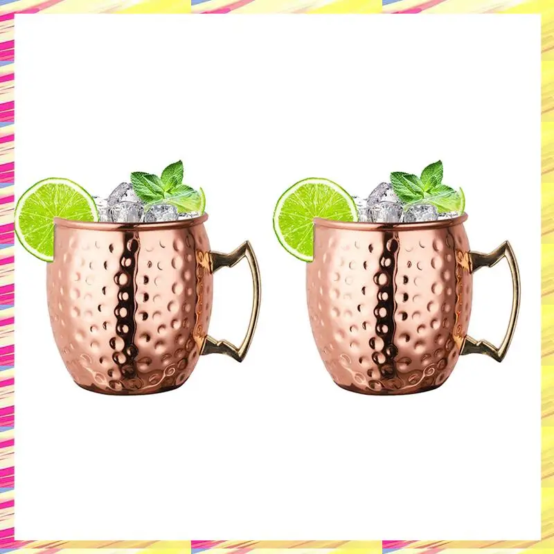

ABJJ 2X Copper Mugs Beer Mugs Stainless Steel Copper Mugs Cocktail Copper Mug Hammered Cups Cocktail Drinking Cups Mug