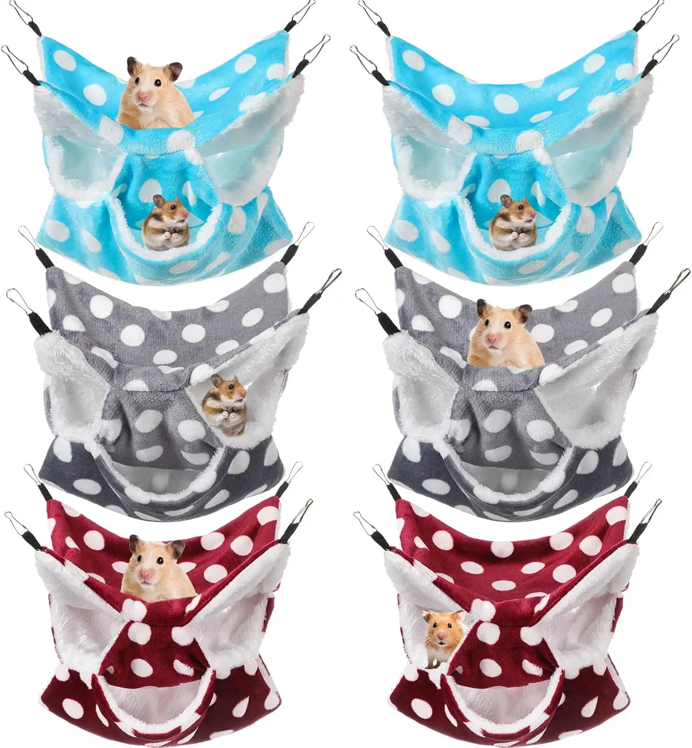 

6 Pieces Guinea Pig Rat Hammo Three Layer Ferret Bed Small Animal Hanging Pet Cage Hammo For Chinchilla Rat Sugar Glider