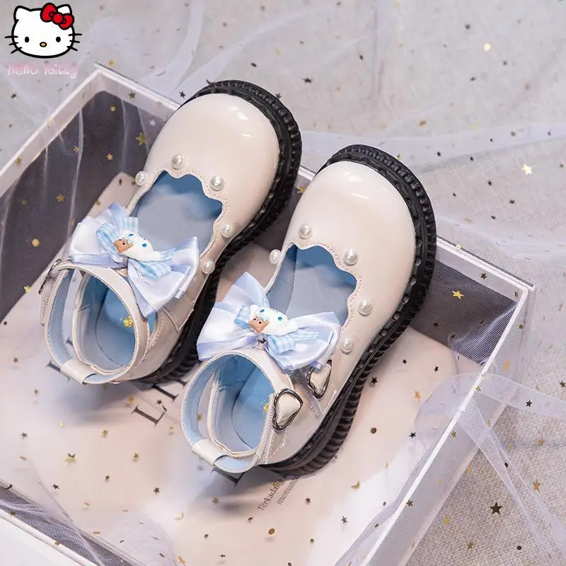 

Cinnamoroll Kuromi, туфли принцессы с бантом для девочек, кавайные весенне-осенние новые модные кожаные туфли в стиле аниме для девочек Sanrio в стиле Лолиты