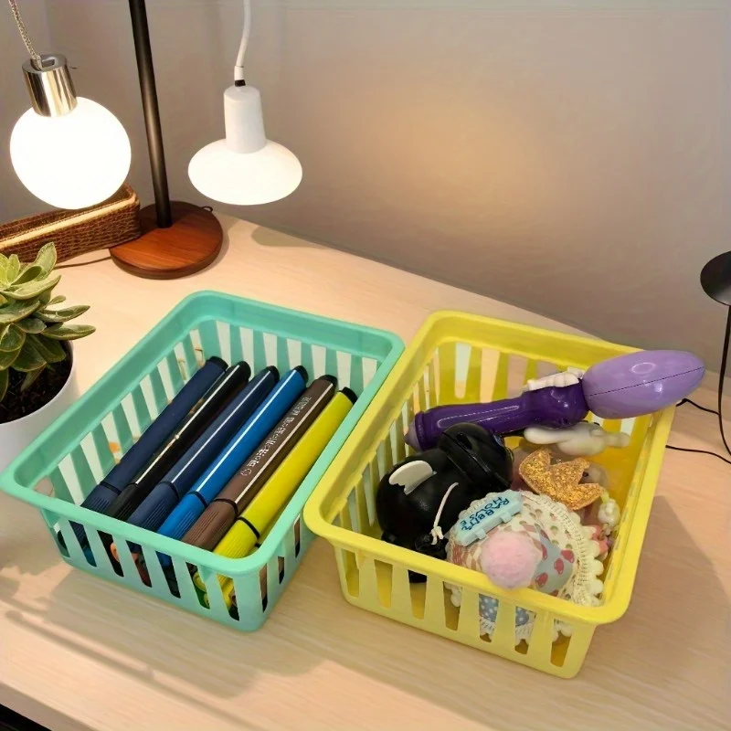 Plastic Macaron Storage Baskets Multi Functional Square Desktop Storage Boxes Classrooms Offices Study Rooms Drawer Organization