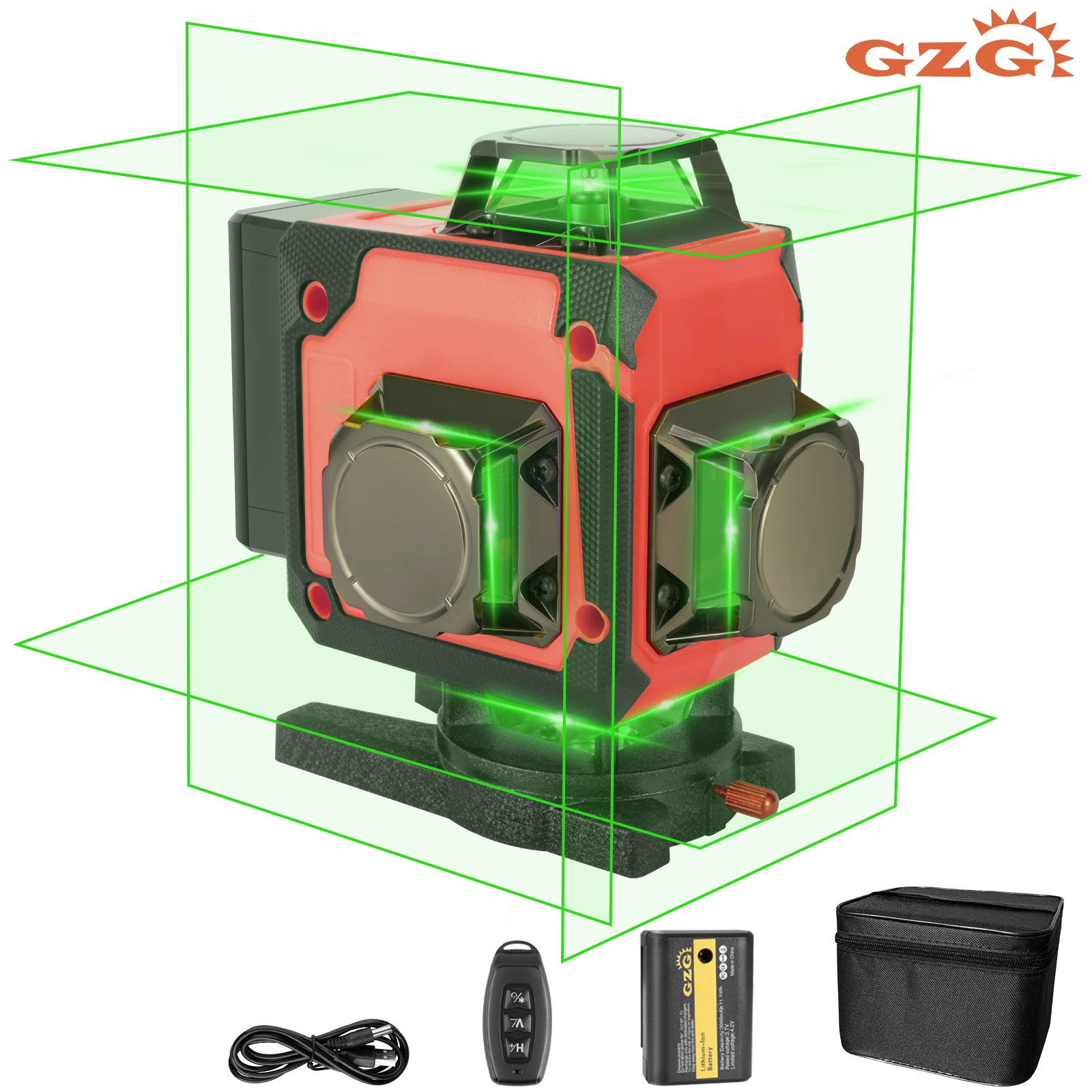 

High Quality1 Set GZG Laser Level 4x360 Self Leveling 16 Lines Green Beam 4D Cross Professional Line Laser Tool Pulse Mode